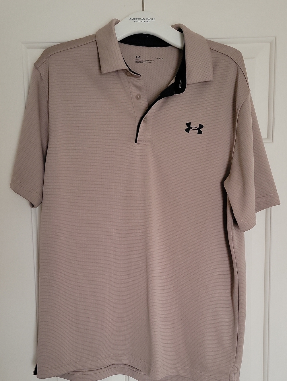 Under Armour Men’s Taupe Polo with Black Logo